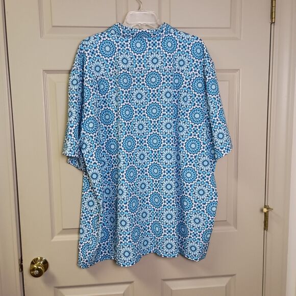 Crown & Ivy Men's Hawaiian Shirt Size XXL Blue Floral Button Front Classic Fit - Picture 2 of 5